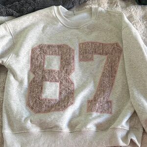 Women's Gray Sweater with 87 Print